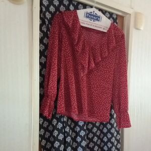 Elegant Red Polka Dot Blouse